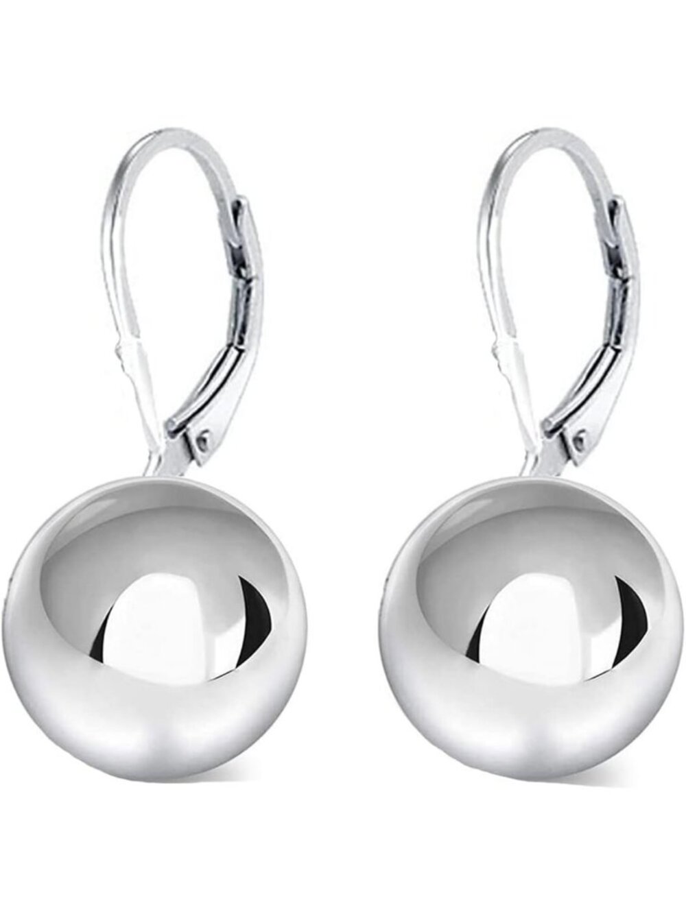 Elegant 925 Sterling Silver Leverback Bead Ball Drop Earrings - Gold Plated